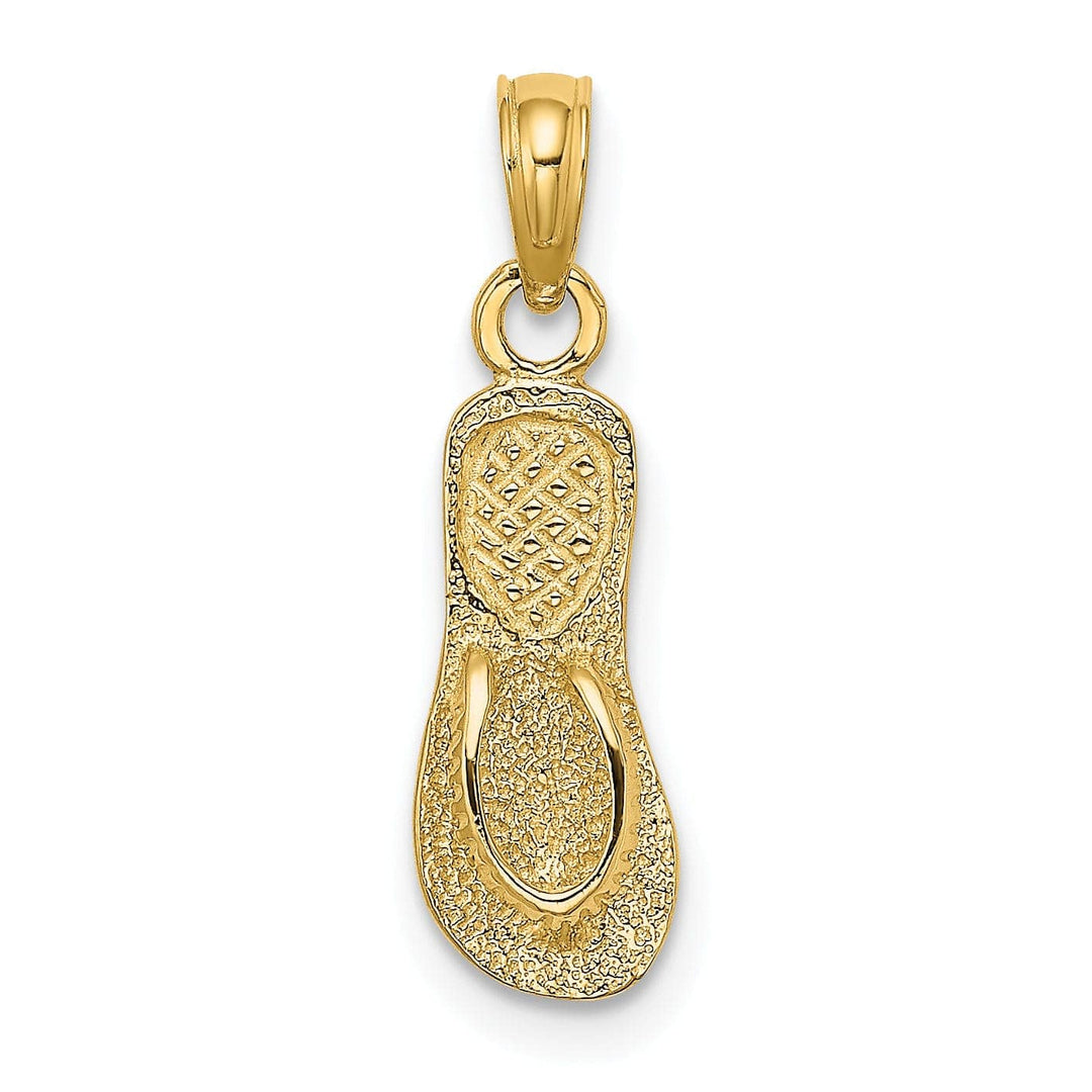 Lovely Rita's Pendants & Charms 14K Yellow Gold Textured Polished Finish Single Flip-Flop Sandle with Strap Charm Pendant
