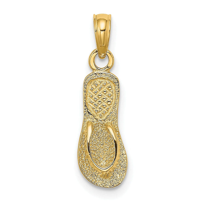 Lovely Rita's Pendants & Charms 14K Yellow Gold Textured Polished Finish Single Flip-Flop Sandle with Strap Charm Pendant