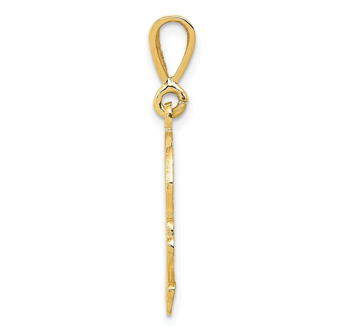 Lovely Rita's Pendants & Charms 14K Yellow Gold Textured Polished Finish Skull and Bones Charm Pendant