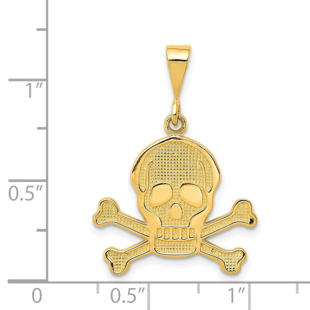 Lovely Rita's Pendants & Charms 14K Yellow Gold Textured Polished Finish Skull and Bones Charm Pendant