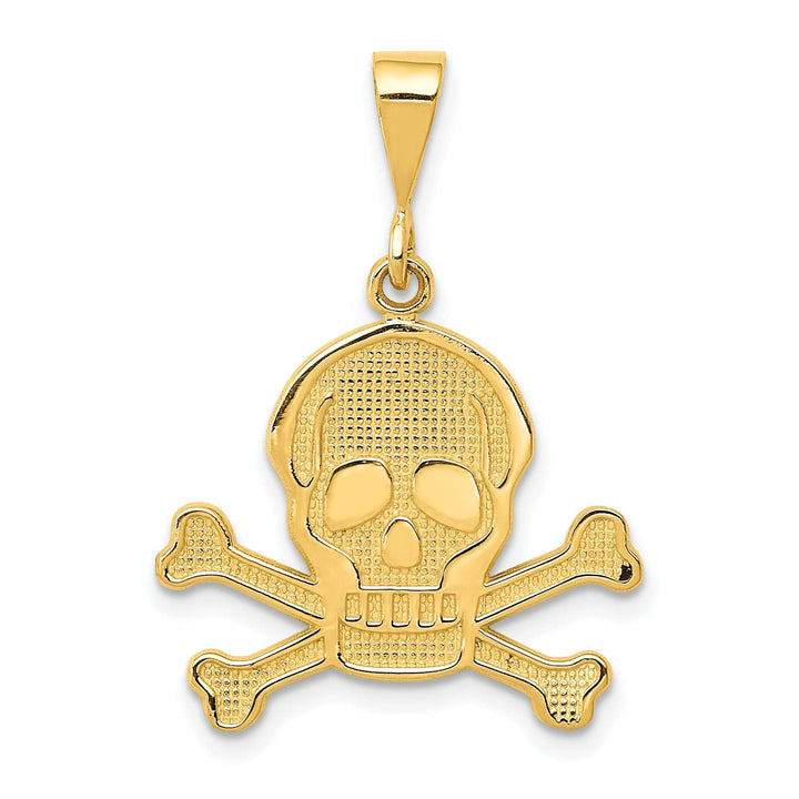 Lovely Rita's Pendants & Charms 14K Yellow Gold Textured Polished Finish Skull and Bones Charm Pendant
