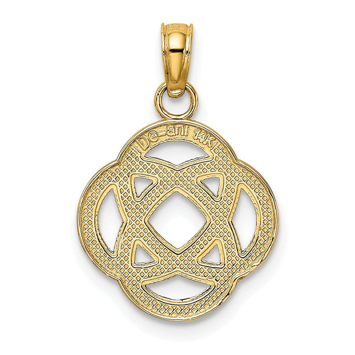 Lovely Rita's Pendants & Charms 14K Yellow Gold Textured Polished Finish Small Celtic Eternity Knot Circle Design Charm Pendant