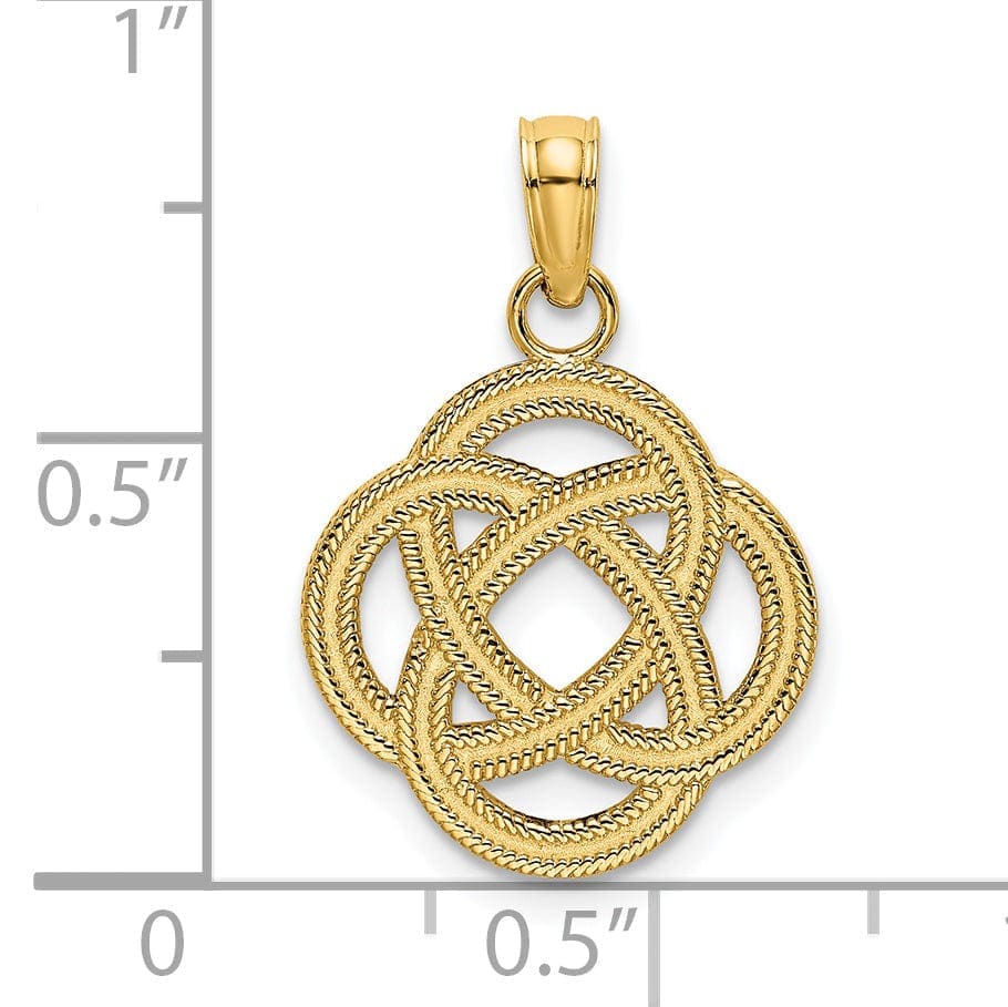 Lovely Rita's Pendants & Charms 14K Yellow Gold Textured Polished Finish Small Celtic Eternity Knot Circle Design Charm Pendant