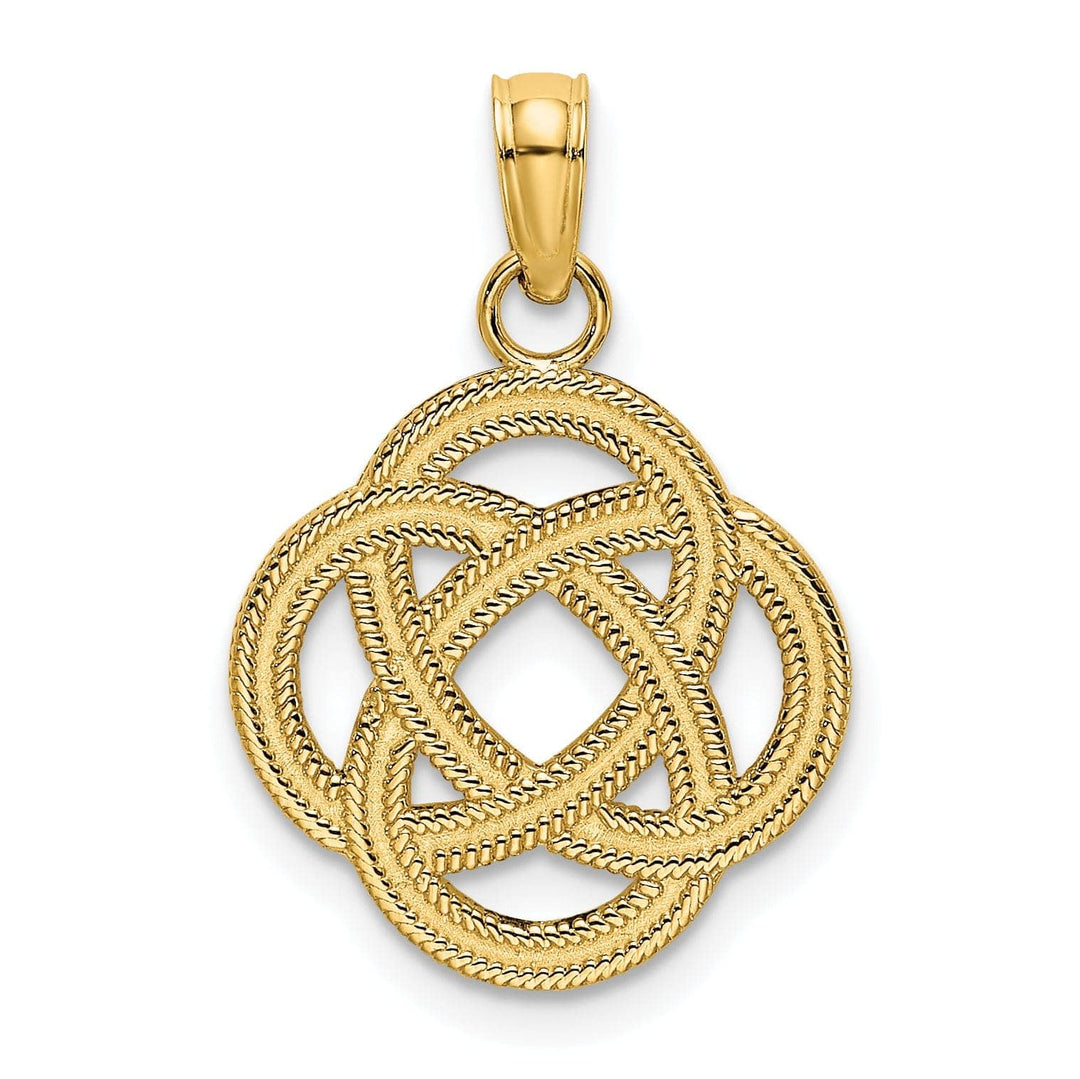 Lovely Rita's Pendants & Charms 14K Yellow Gold Textured Polished Finish Small Celtic Eternity Knot Circle Design Charm Pendant