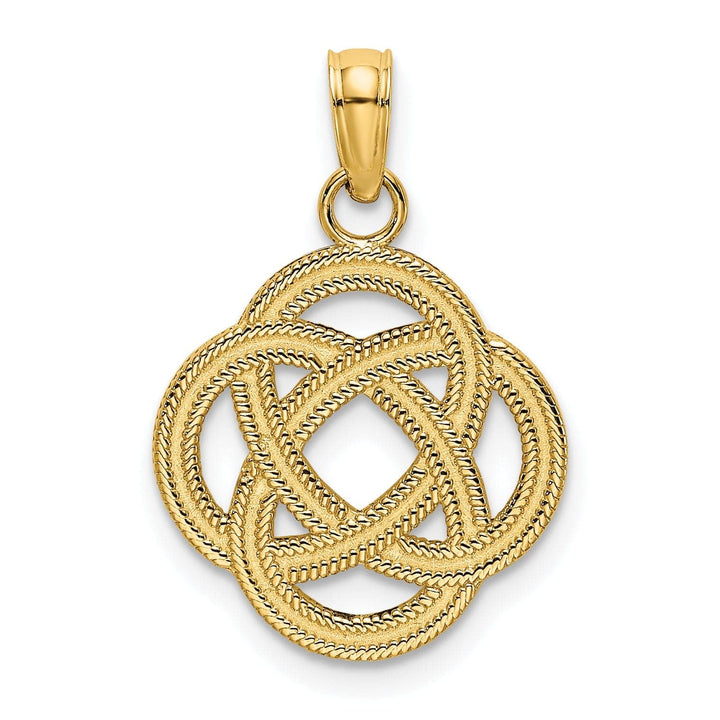 Lovely Rita's Pendants & Charms 14K Yellow Gold Textured Polished Finish Small Celtic Eternity Knot Circle Design Charm Pendant