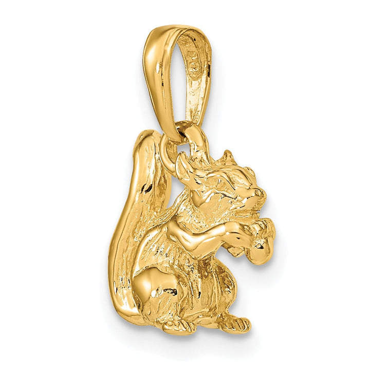 Lovely Rita's Pendants & Charms 14k Yellow Gold Textured Polished Finish Solid 3-Dimentional Squirrel with Nut Charm Pendant