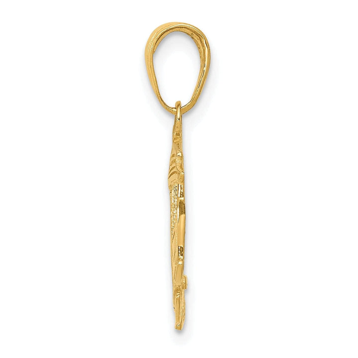 Lovely Rita's Pendants & Charms 14k Yellow Gold Textured Polished Finish Solid Cable Car Design Charm Pendant