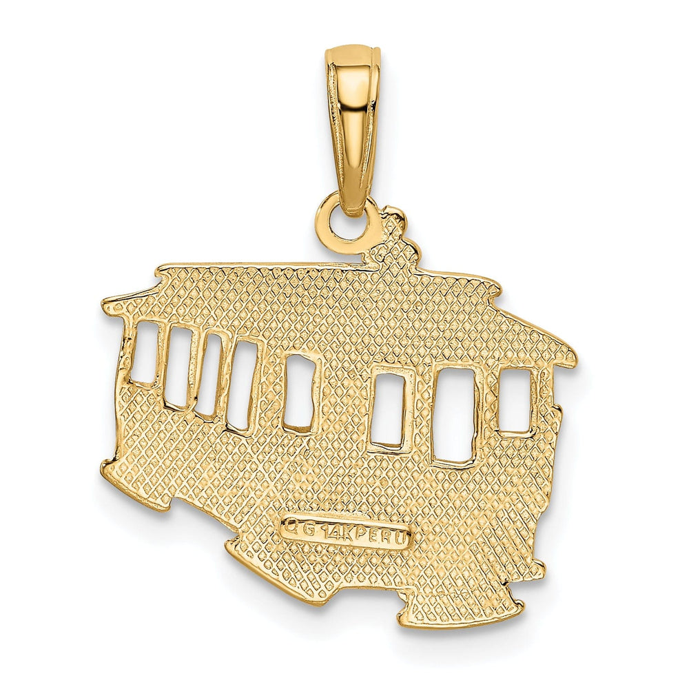 Lovely Rita's Pendants & Charms 14k Yellow Gold Textured Polished Finish Solid Cable Car Design Charm Pendant