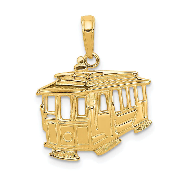 Lovely Rita's Pendants & Charms 14k Yellow Gold Textured Polished Finish Solid Cable Car Design Charm Pendant