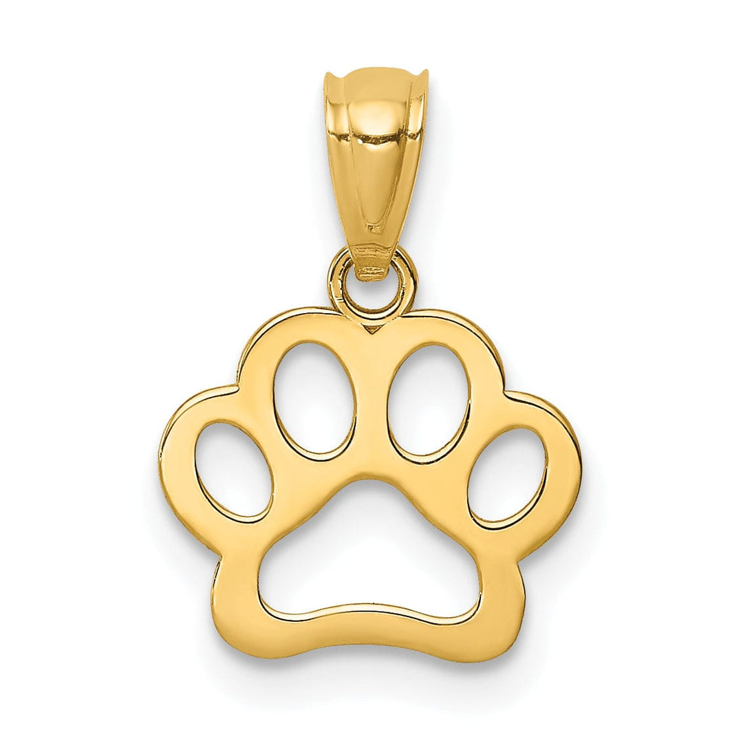 Lovely Rita's Pendants & Charms 14K Yellow Gold Textured Polished Finish Solid Cut Out Design Dog Paw Charm Pendant