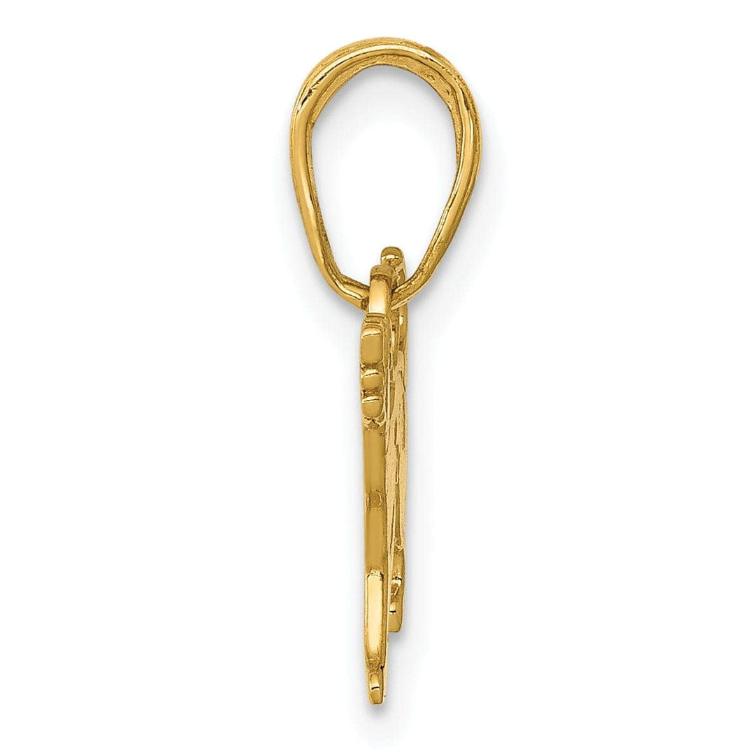 Lovely Rita's Pendants & Charms 14k Yellow Gold Textured Polished Finish Solid Dog Charm Pendant