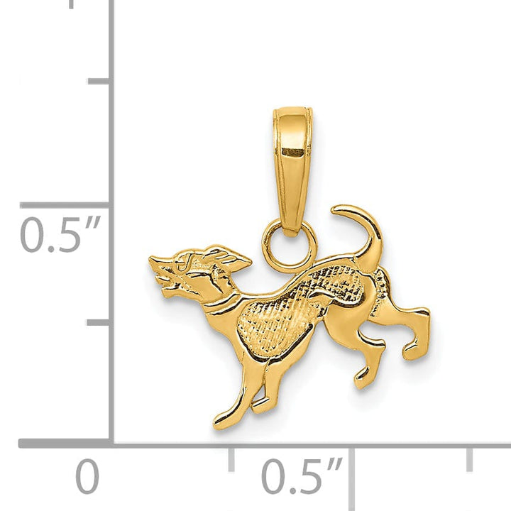 Lovely Rita's Pendants & Charms 14k Yellow Gold Textured Polished Finish Solid Dog Charm Pendant