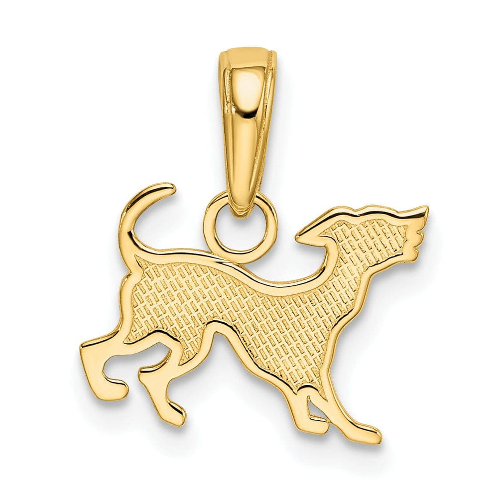 Lovely Rita's Pendants & Charms 14k Yellow Gold Textured Polished Finish Solid Dog Charm Pendant