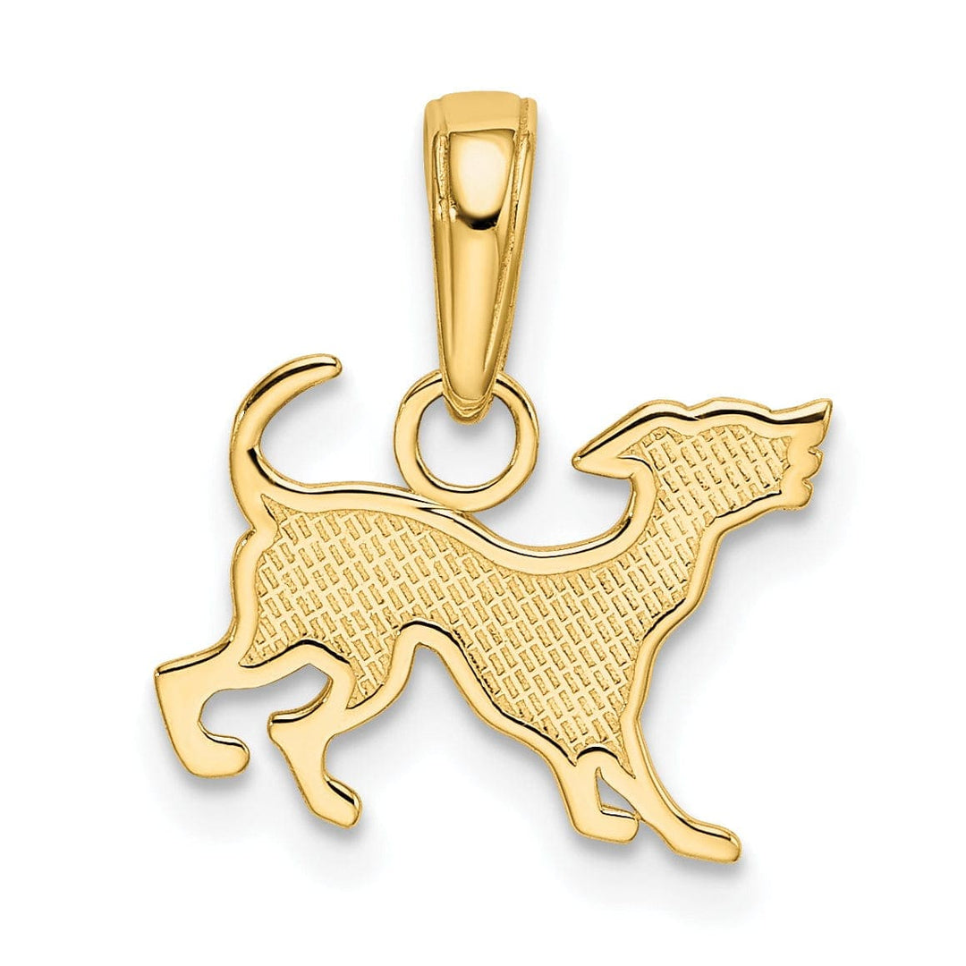 Lovely Rita's Pendants & Charms 14k Yellow Gold Textured Polished Finish Solid Dog Charm Pendant
