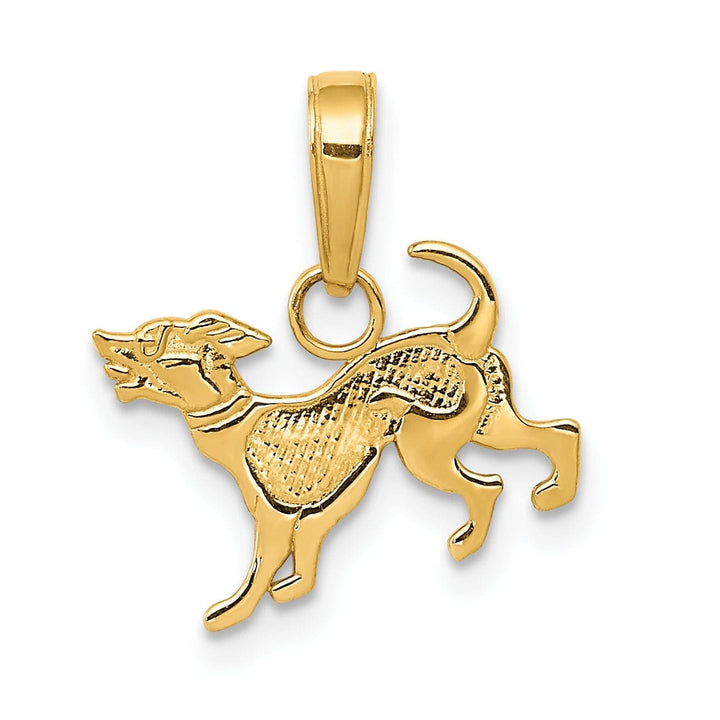 Lovely Rita's Pendants & Charms 14k Yellow Gold Textured Polished Finish Solid Dog Charm Pendant