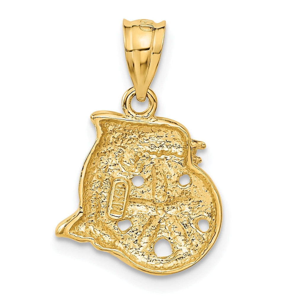 Lovely Rita's Pendants & Charms 14k Yellow Gold Textured Polished Finish Solid Dolphin with Sanddollar Shell Design Charm Pendant