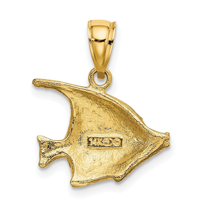 Lovely Rita's Pendants & Charms 14K Yellow Gold Textured Polished Finish Solid Fish 2-Dimensional Design Charm Pendant
