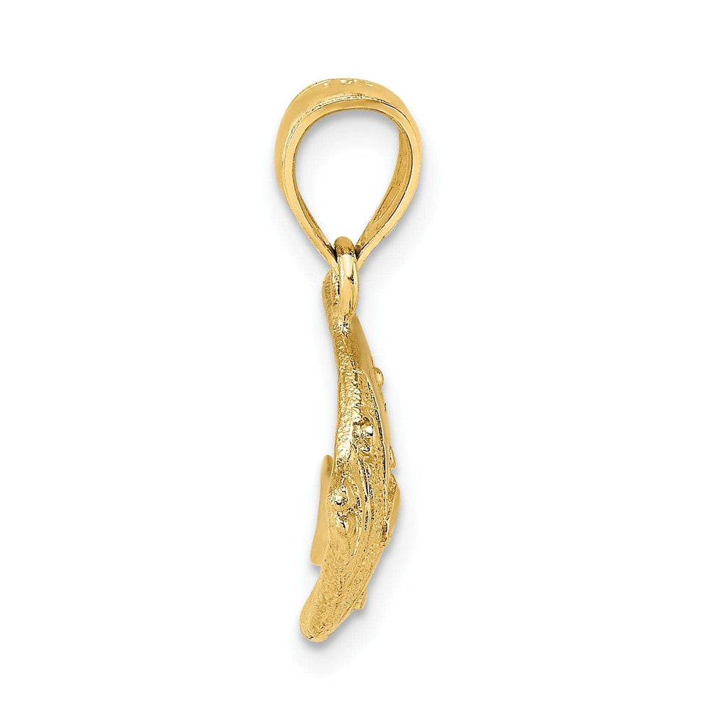 Lovely Rita's Pendants & Charms 14K Yellow Gold Textured Polished Finish Solid Fish 2-Dimensional Design Charm Pendant