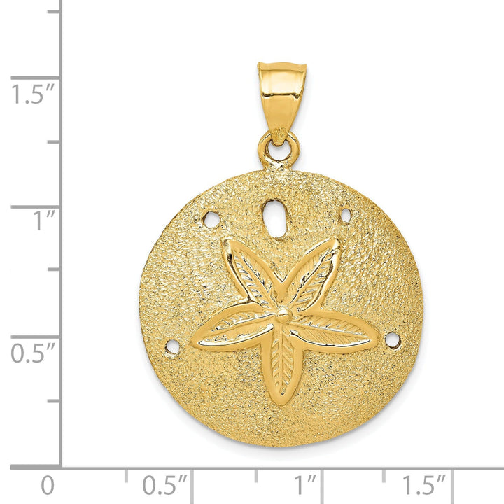 Lovely Rita's Pendants & Charms 14k Yellow Gold Textured Polished Finish Solid Laser Cut Sea Sand Dollar Charm Pendant