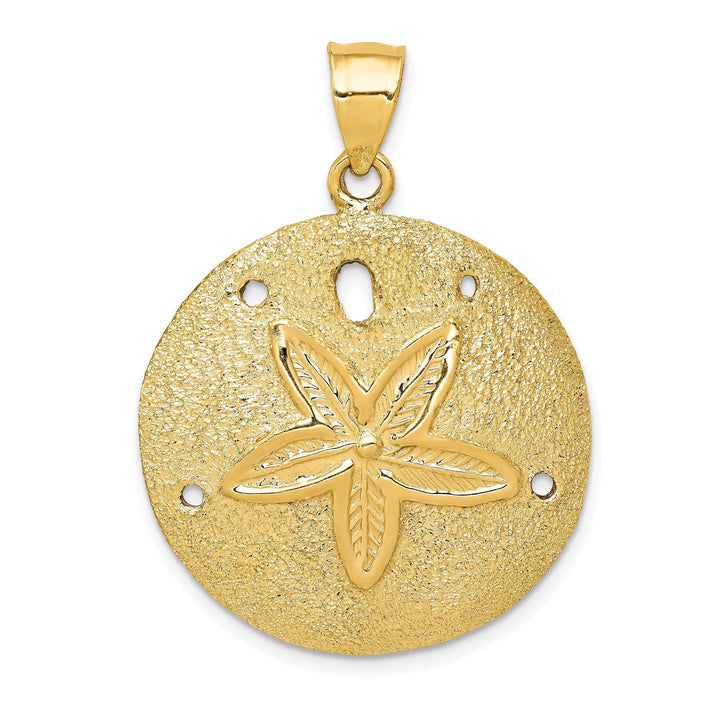 Lovely Rita's Pendants & Charms 14k Yellow Gold Textured Polished Finish Solid Laser Cut Sea Sand Dollar Charm Pendant