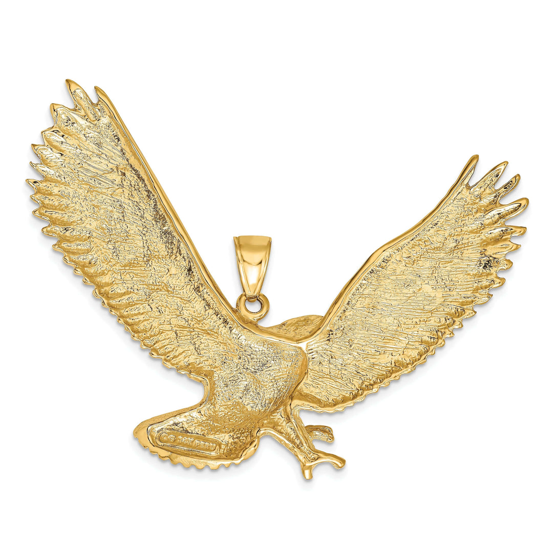 Lovely Rita's Pendants & Charms 14k Yellow Gold Textured Polished Finish Solid Mens Eagle Design Charm Pendant