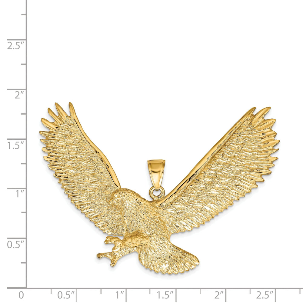 Lovely Rita's Pendants & Charms 14k Yellow Gold Textured Polished Finish Solid Mens Eagle Design Charm Pendant