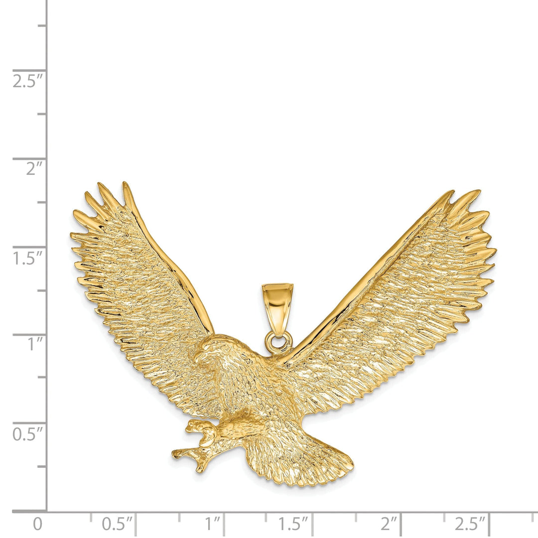 Lovely Rita's Pendants & Charms 14k Yellow Gold Textured Polished Finish Solid Mens Eagle Design Charm Pendant