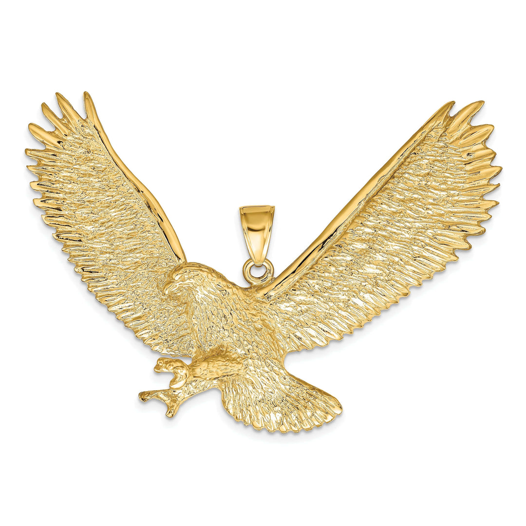 Lovely Rita's Pendants & Charms 14k Yellow Gold Textured Polished Finish Solid Mens Eagle Design Charm Pendant