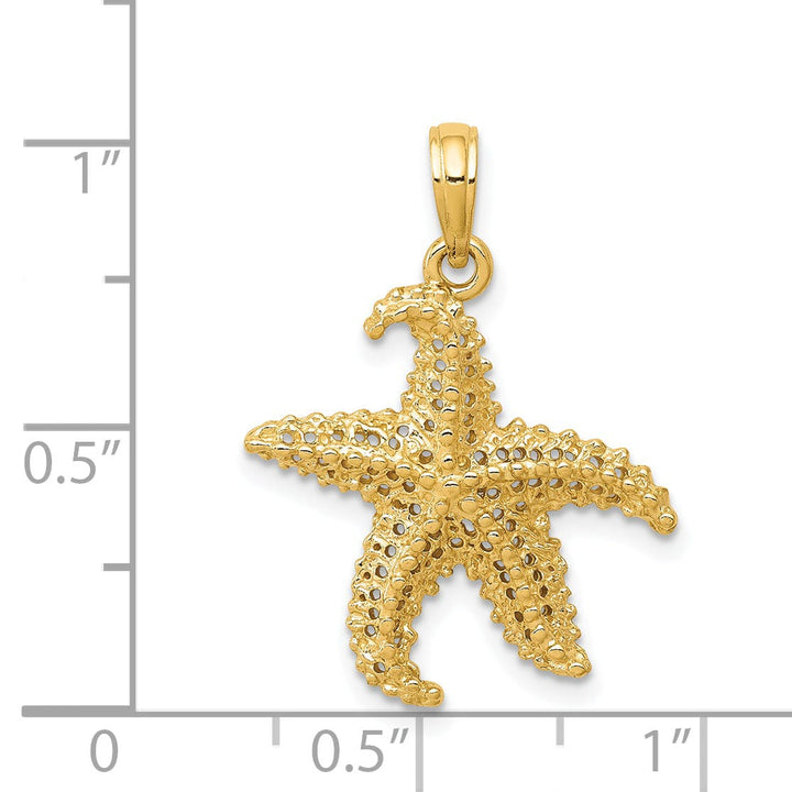 Lovely Rita's Pendants & Charms 14k Yellow Gold Textured Polished Finish Solid Open-Backed Starfish Charm Pendant