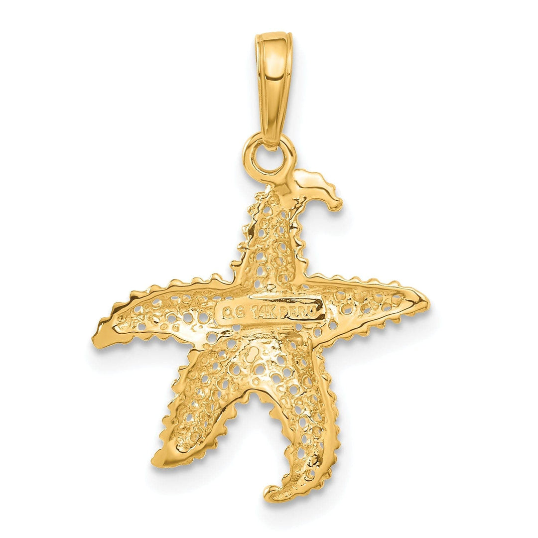 Lovely Rita's Pendants & Charms 14k Yellow Gold Textured Polished Finish Solid Open-Backed Starfish Charm Pendant