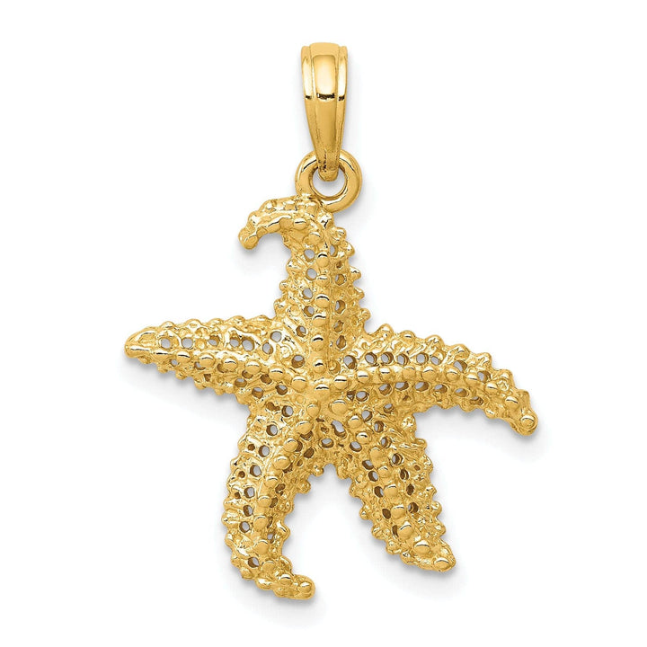 Lovely Rita's Pendants & Charms 14k Yellow Gold Textured Polished Finish Solid Open-Backed Starfish Charm Pendant