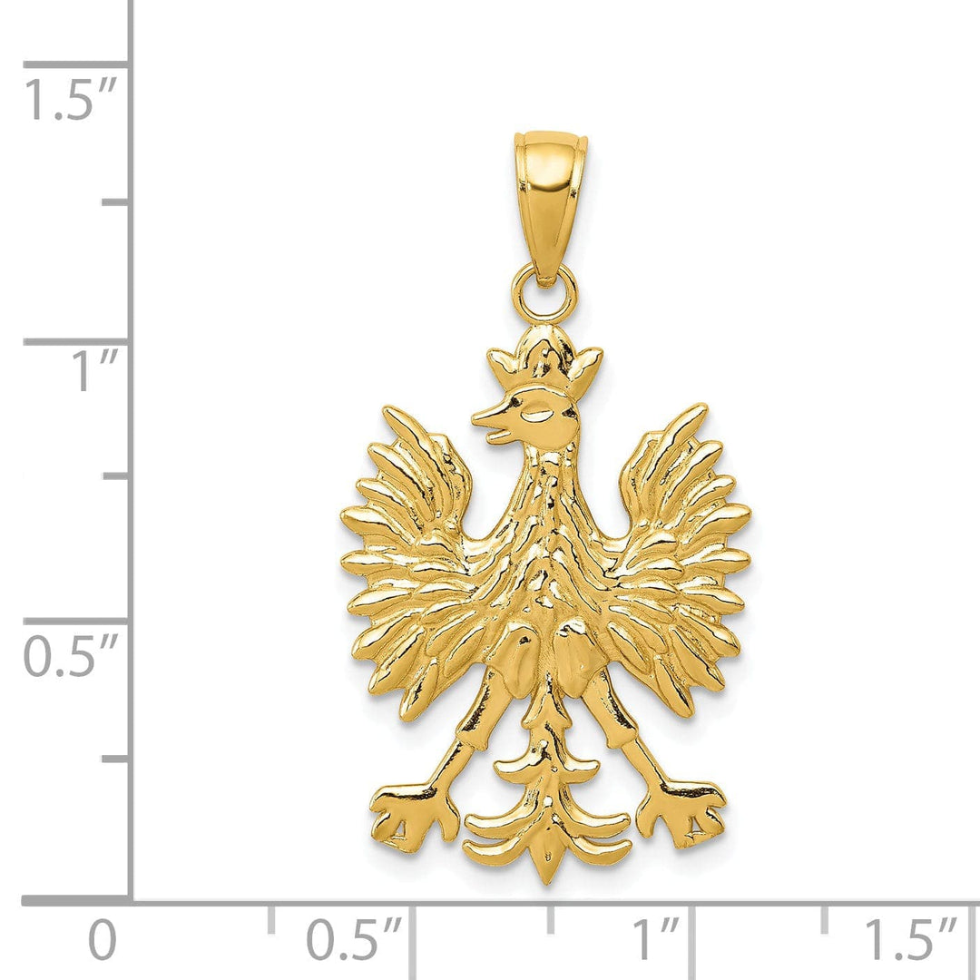 Lovely Rita's Pendants & Charms 14k Yellow Gold Textured Polished Finish Solid Phoenix Mythological Bird Design Mens Charm Pendant