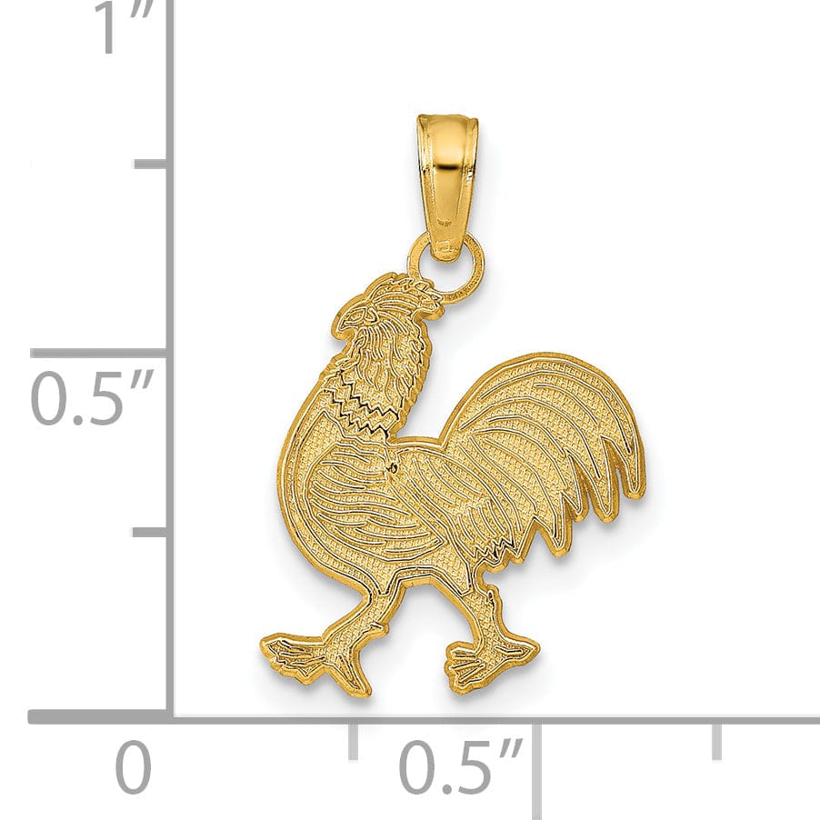 Lovely Rita's Pendants & Charms 14K Yellow Gold Textured Polished Finish Solid Rooster Charm Pendant