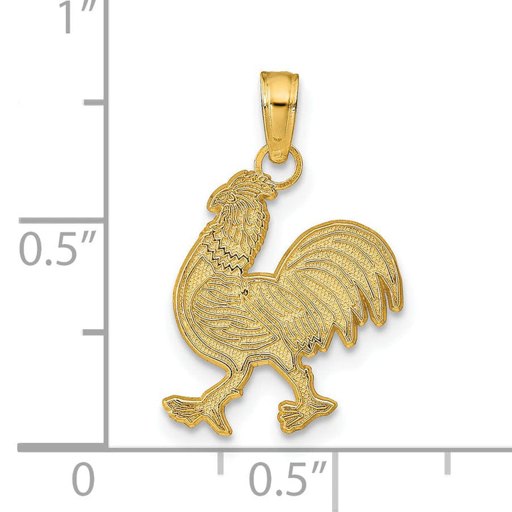 Lovely Rita's Pendants & Charms 14K Yellow Gold Textured Polished Finish Solid Rooster Charm Pendant