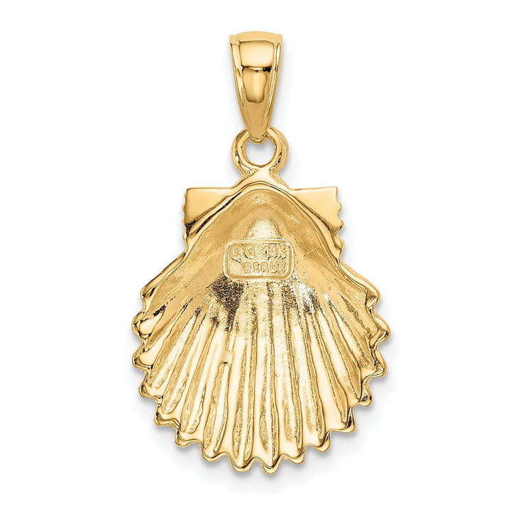 Lovely Rita's Pendants & Charms 14k Yellow Gold Textured Polished Finish Solid Scallop SeaShell Charm Pendant