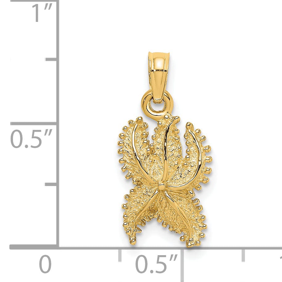 Lovely Rita's Pendants & Charms 14K Yellow Gold Textured Polished Finish Starfish Bead Design Charm Pendant