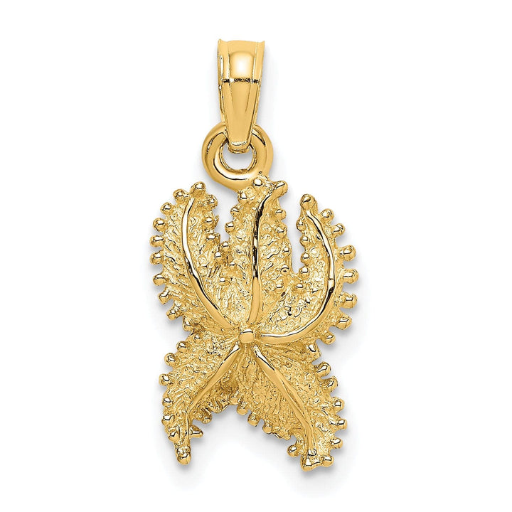 Lovely Rita's Pendants & Charms 14K Yellow Gold Textured Polished Finish Starfish Bead Design Charm Pendant