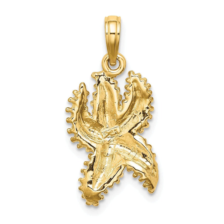 Lovely Rita's Pendants & Charms 14K Yellow Gold Textured Polished Finish Starfish Beaded Charm Pendant