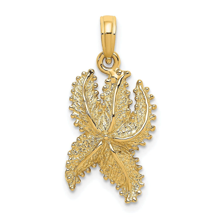 Lovely Rita's Pendants & Charms 14K Yellow Gold Textured Polished Finish Starfish Beaded Charm Pendant