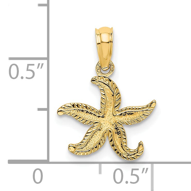 Lovely Rita's Pendants & Charms 14K Yellow Gold Textured Polished Finish Starfish Charm Pendant