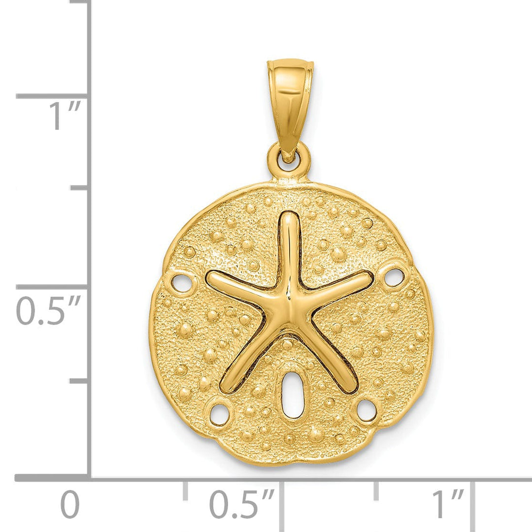 Lovely Rita's Pendants & Charms 14K Yellow Gold Textured Polished Finish Starfish on Sea Sand Dollar Design Charm Pendant