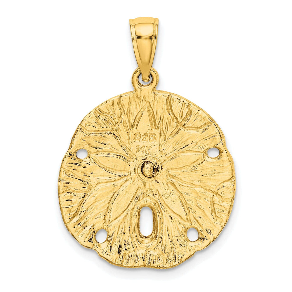 Lovely Rita's Pendants & Charms 14K Yellow Gold Textured Polished Finish Starfish on Sea Sand Dollar Design Charm Pendant