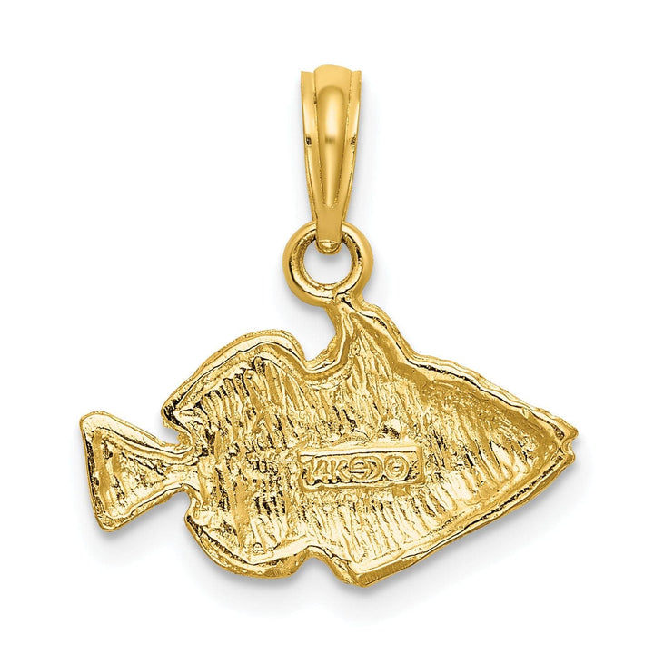 Lovely Rita's Pendants & Charms 14K Yellow Gold Textured Polished Finish Striped Fish 2-Dimensional Design Charm Pendant