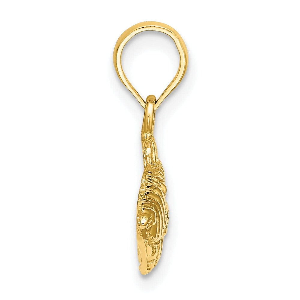 Lovely Rita's Pendants & Charms 14K Yellow Gold Textured Polished Finish Striped Fish 2-Dimensional Design Charm Pendant