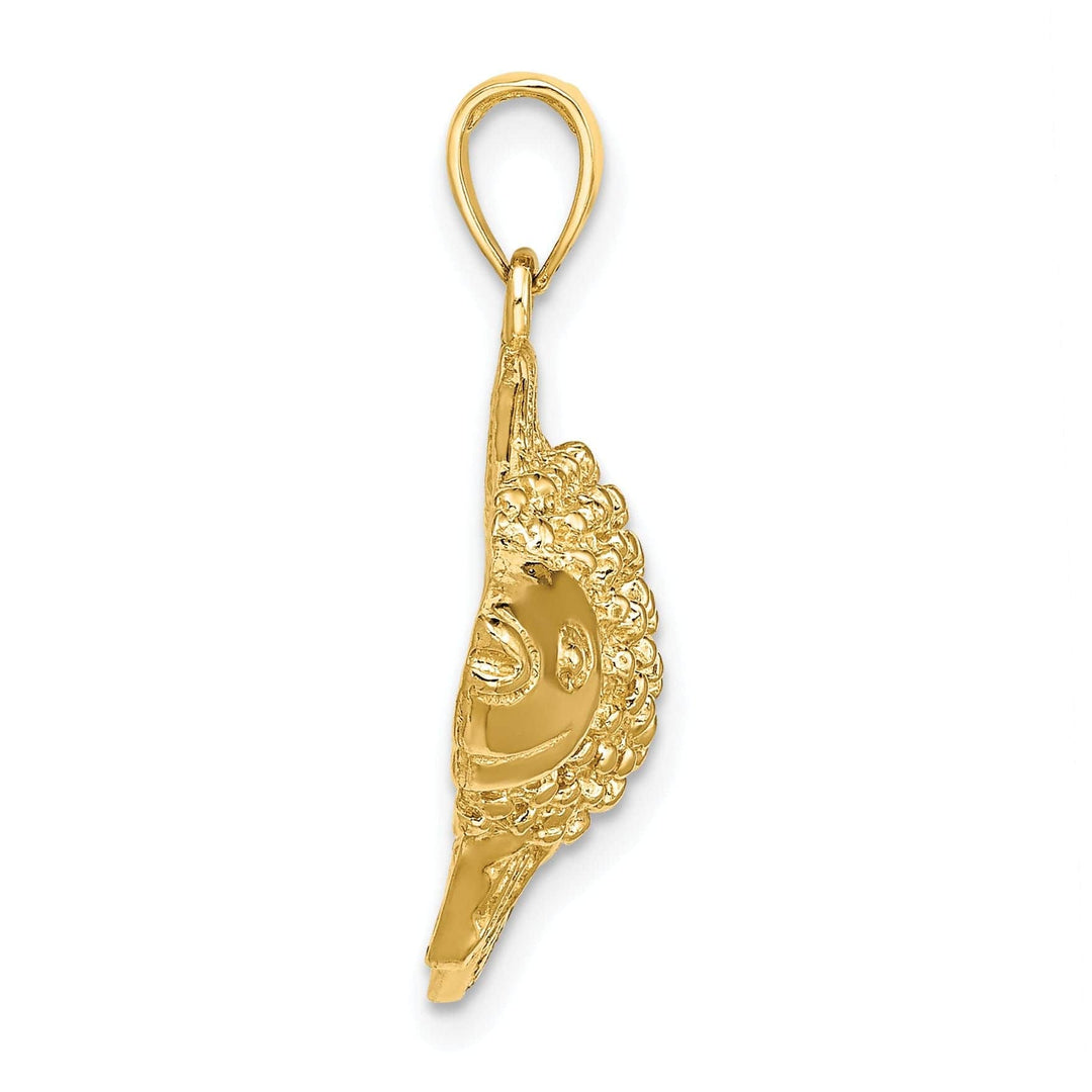 Lovely Rita's Pendants & Charms 14K Yellow Gold Textured Polished Finish Striped Fish 2D Design Charm Pendant