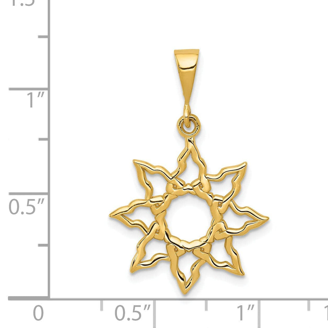 Lovely Rita's Pendants & Charms 14k Yellow Gold Textured Polished Finish Sun Design Charm Pendant