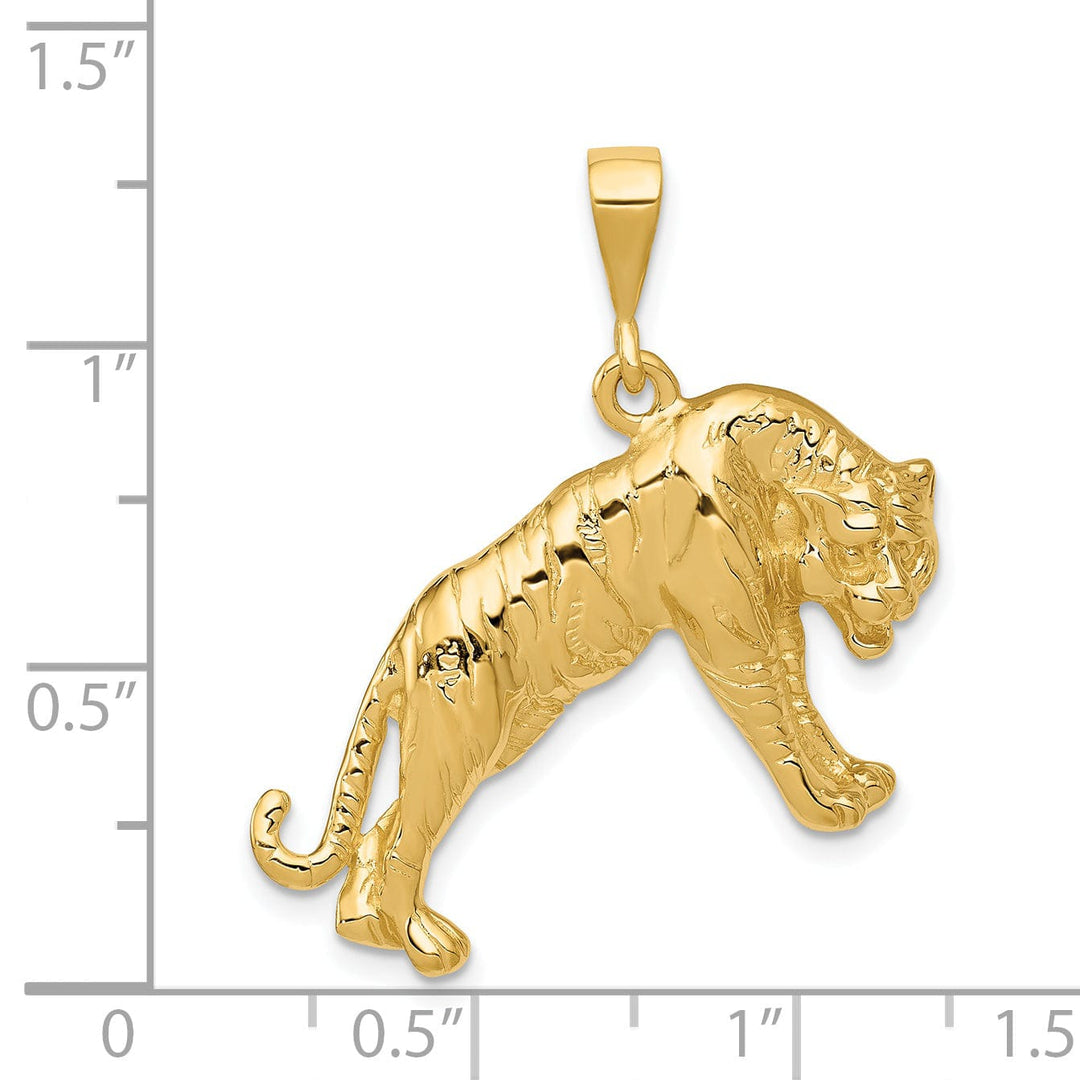 Lovely Rita's Pendants & Charms 14k Yellow Gold Textured Polished Finish Tiger Charm Pendant