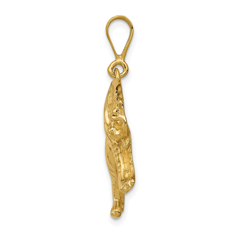 Lovely Rita's Pendants & Charms 14k Yellow Gold Textured Polished Finish Tiger Charm Pendant