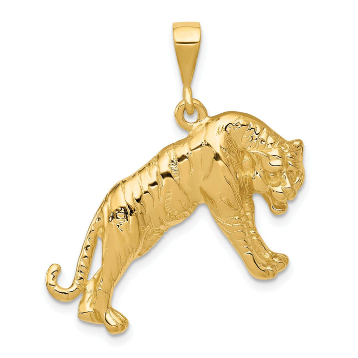 Lovely Rita's Pendants & Charms 14k Yellow Gold Textured Polished Finish Tiger Charm Pendant