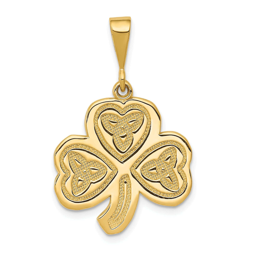 Lovely Rita's Pendants & Charms 14k Yellow Gold Textured Polished Finish Trinity Design Clover Charm Pendant